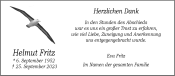 Anzeige von Helmut Fritz 