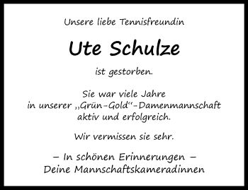 Anzeige von Ute Schulze 