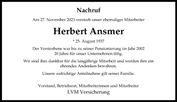Anzeige von Herbert Ansmer 