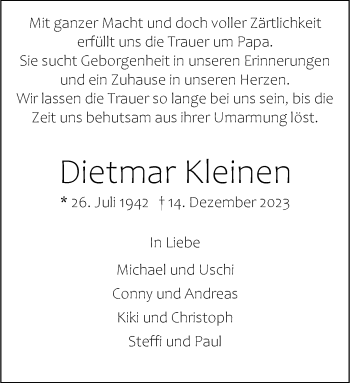 Anzeige von Dietmar Kleinen 