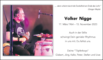 Anzeige von Volker Nigge 