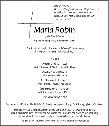 Anzeige von Maria Robin 