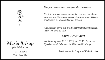 Anzeige von Maria Brirup 