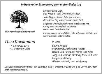 Anzeige von Theo Kneilmann 