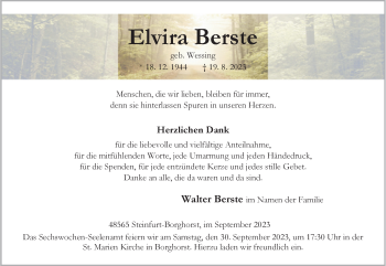 Anzeige von Elvira Berste 