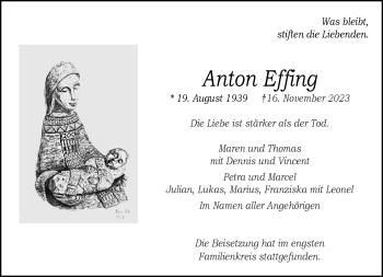 Anzeige von Anton Effing 