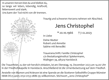 Anzeige von Jens Christophel 