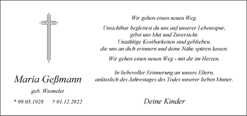 Anzeige von Maria Geßmann 