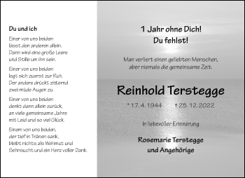 Anzeige von Reinhold Terstegge 