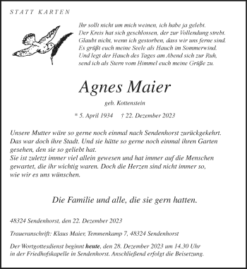 Anzeige von Agnes Maier 