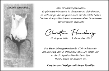 Anzeige von Christa Flensberg 