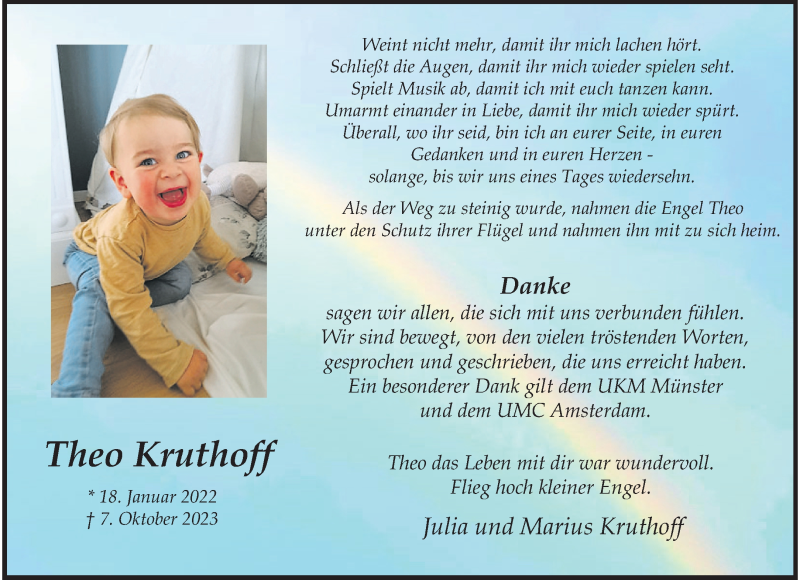  Traueranzeige für Theo Kruthoff vom 28.10.2023 aus 