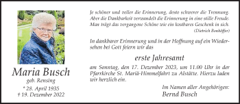 Anzeige von Maria Busch 