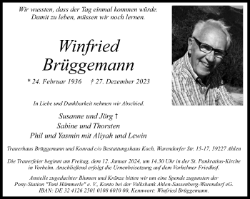 Anzeige von Winfried Brüggemann 