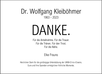 Anzeige von Dr. Wolfgang Kleiböhmer 