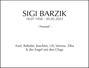 Anzeige von Sigi Barzik 