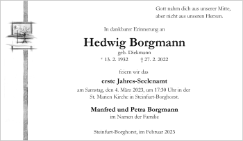 Anzeige von Hedwig Borgmann 