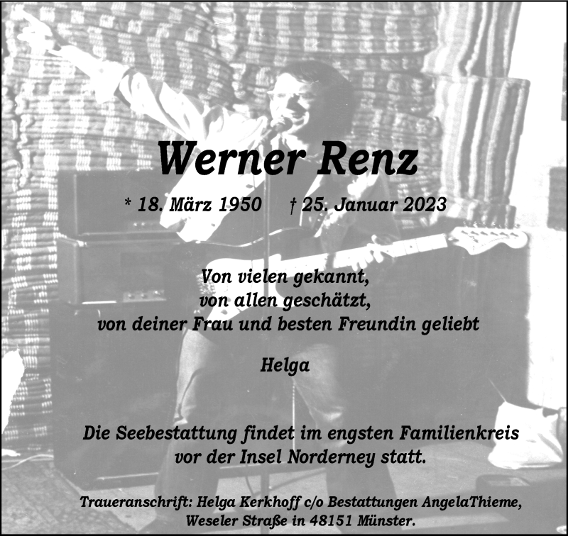  Traueranzeige für Werner Renz vom 04.02.2023 aus 