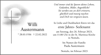 Anzeige von Willi Austermann 