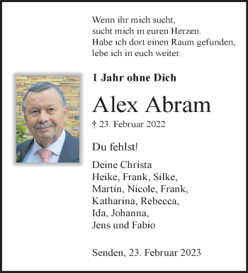 Anzeige von Alex Abram 