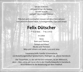 Anzeige von Felix Dütscher 