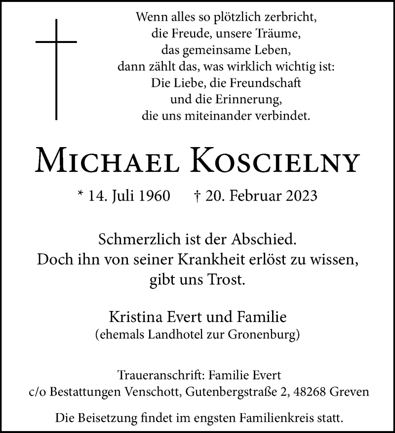  Traueranzeige für Michael Koscielny vom 25.02.2023 aus 