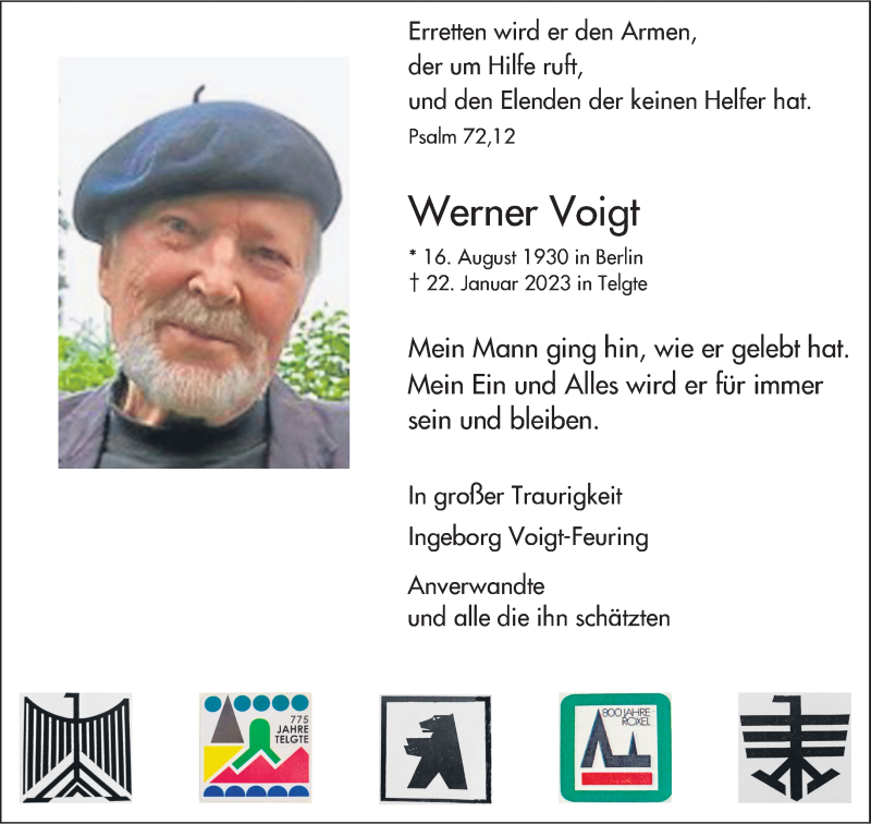  Traueranzeige für Werner Voigt vom 04.02.2023 aus 