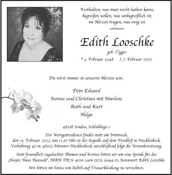 Anzeige von Edith Looschke 