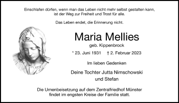 Anzeige von Maria Mellies 
