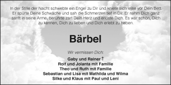 Anzeige von Bärbel Feseler 