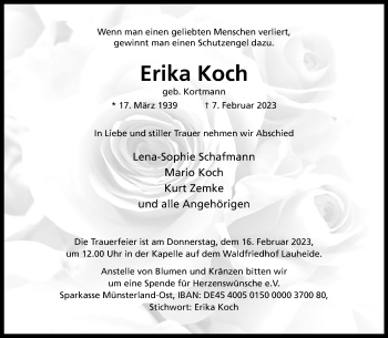 Anzeige von Erika Koch 