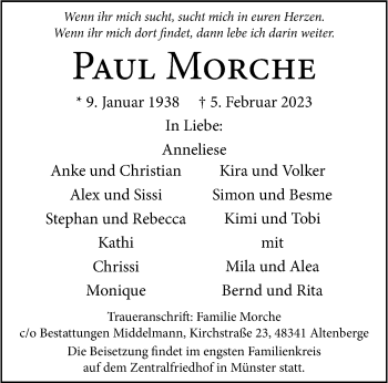 Anzeige von Paul Morche 