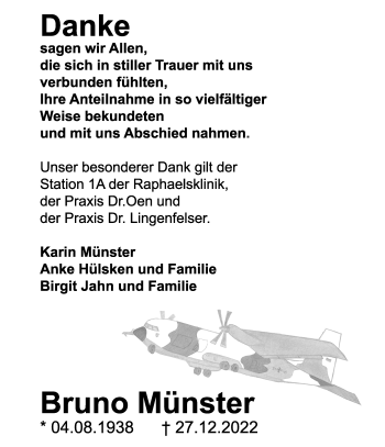 Anzeige von Bruno Münster 