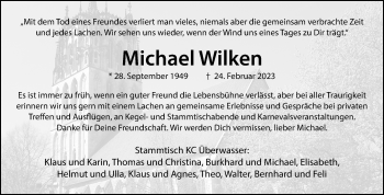 Anzeige von Michael Wilken 