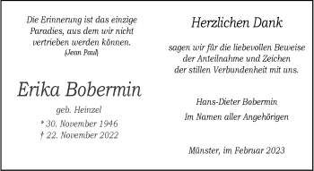 Anzeige von Erika Bobermin 