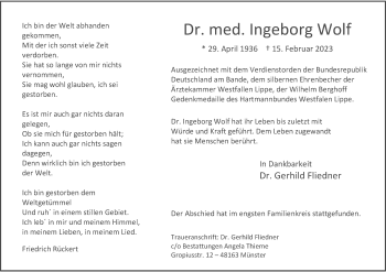 Anzeige von Friedrich Rückert 