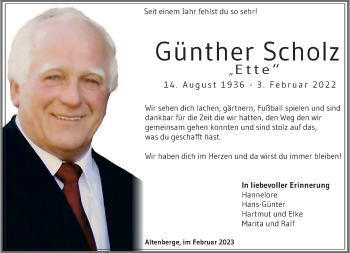 Anzeige von Günther Scholz 