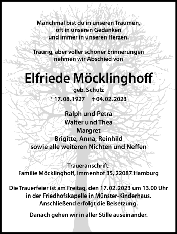 Anzeige von Elfriede Möcklinghoff 
