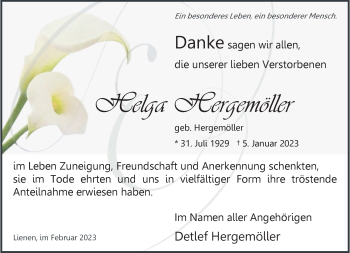Anzeige von Helga Hergemöller 