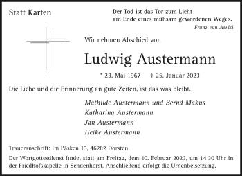 Anzeige von Ludwig Austermann 