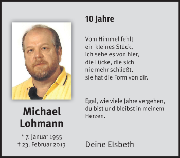Anzeige von Michael Lohmann 