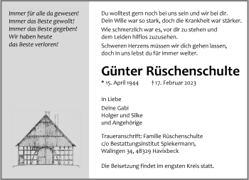 Anzeige von Günter Rüschenschulte 