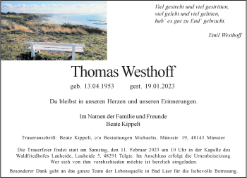 Anzeige von Thomas Westhoff 