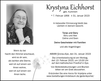Anzeige von Krystyna Eichhorst 