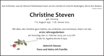 Anzeige von Christine Steven 