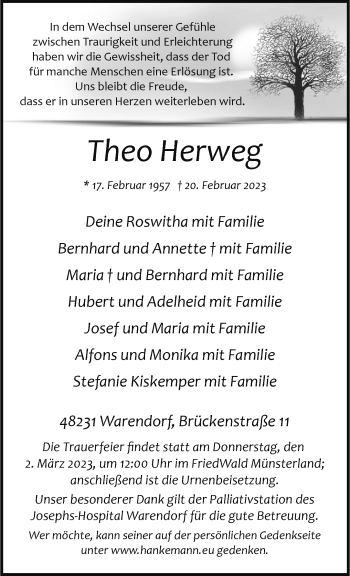 Anzeige von Theo Herweg 