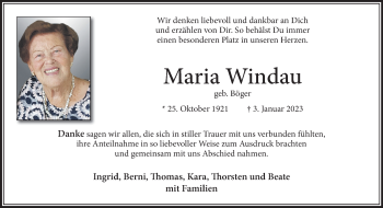 Anzeige von Maria Windau 
