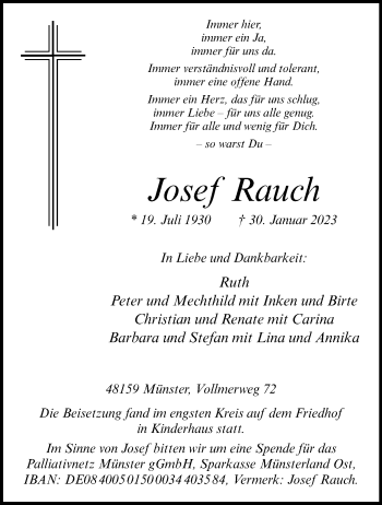 Anzeige von Josef Rauch 