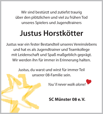 Anzeige von Justus Horstkötter 