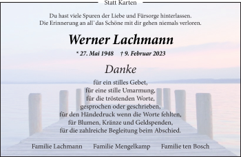 Anzeige von Werner Lachmann 
